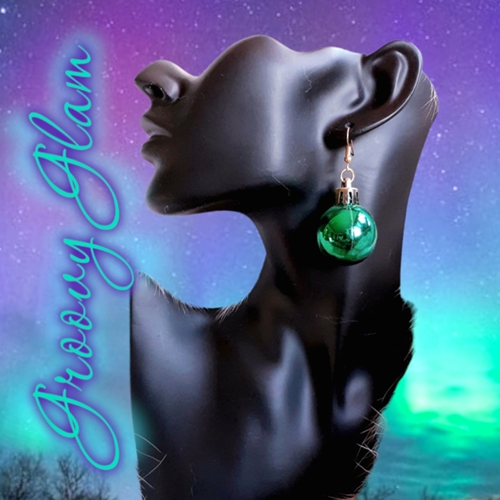 GROOVY GLAM Handmade Teal Blue Green Mini Ornament Earrings